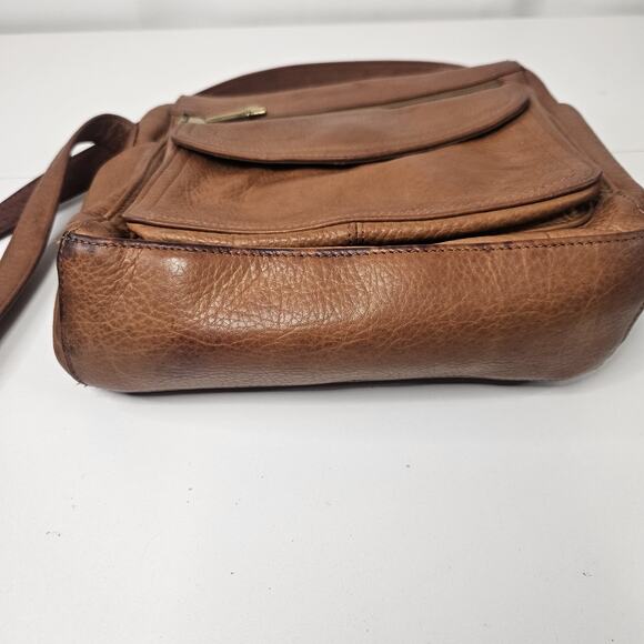 Fossil Ryder Satchel Purse Leather Handbag Crossbody Pebbled Classic Brown - Picture 11 of 16